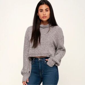 Free people BK Wine Red and White Turtleneck Long Sleeve Top